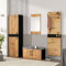IDEASY Garderobenset 4-teilig mit Spiegel und Bank, Stilvolle Kompaktgarderobe mit 4 Kleiderhaken, Stangen und Regal, Garderobenmöbel-Set aus Holz