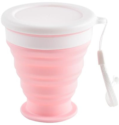 LQIOACU Rosa Tazze Pieghevoli in Silicone, Bicchiere da Viaggio, Bicchiere Pieghevole da Viaggio, Tazza Portatile per Campeggio, Viaggio, 200ml