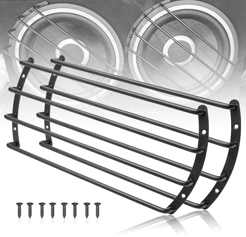 NuIth 12 Inch Metal Subwoofer Grill, 4 bar 12 Inch Audio Speaker Grill Cover Protector, 12 Inch Black Car Bar Grille Sub Grill Cover, 12 Inch 4 Bar 2PCS
