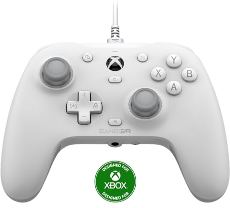 GameSir G7 HE Mando con cable, Mando con licencia oficial para Xbox Series X|S, Xbox One, Windows 10|11, PC, Mando de videojuegos con sticks de efecto Hall (Blanco)