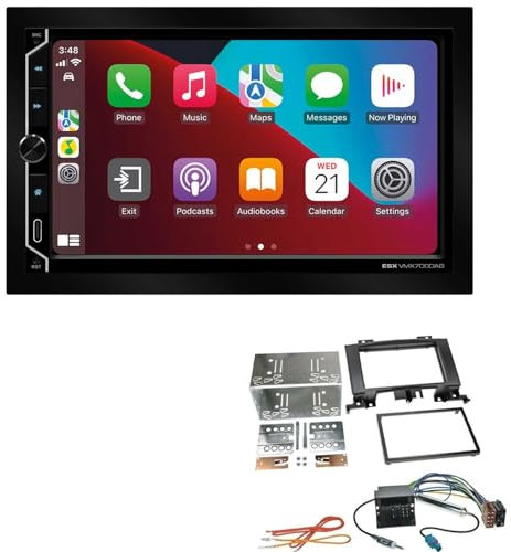 ESX VMX700DAB 2-DIN Autoradio kompatibel mit Wireless Apple CarPlay Android Auto Bluetooth DAB+ passend für Volkswagen VW Crafter ab 2006 schwarz Quadlock
