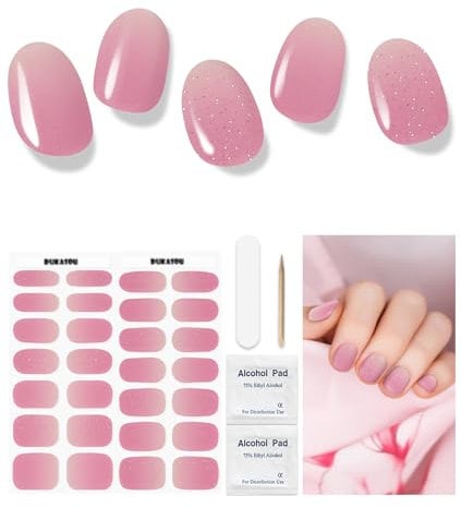 DUKASOU Gel Nail Strips - 28 pcs Gel Nail Stickers-Full Wraps- Salon Quality Soft Holy Gels Nails Stickers UV- Long Lasting, UV Lamp Compatible, Easy to Carry Holy Gel& Use & Remove