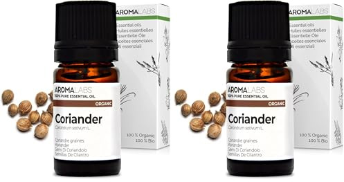 BIO - Coriander Essential Oil - 5mL - 100% Pure, Natural, Chemotyped and AB Certified - AROMA LABS (French Brand) (Pack of 2)