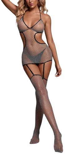 Damen Sexy Stretchy Glow In The Dark Dessous Schöne Rückenerotik Weihnachtsengel Dessous (Grey, One Size)
