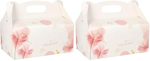 PAPSTAR Gebäckkartons/Cupcake Box mit Tragegriff (20 Stück), eckig, rosé mit hübschem Neutraldruck, 20 x 13 x 9 cm, aus 350 gr/m² starker Pappe, #18851 (Packung mit 2)