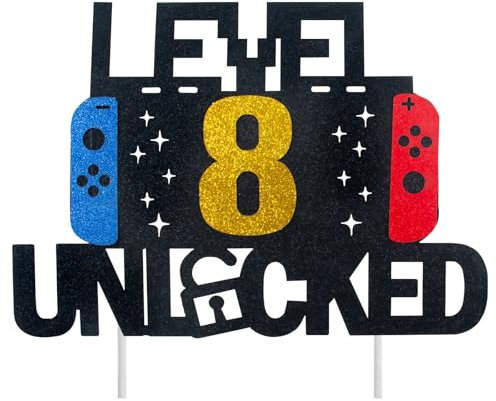 MUNSKT Personalisierte Gaming-Geburtstags-Kuchendekoration – Happy Birthday-Dekoration für Kinder, Jungen, Mädchen (8 digitale)