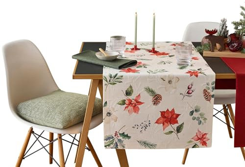 Sander Tischläufer X-Mas Flowers rot-grün Größe 40x100 cm