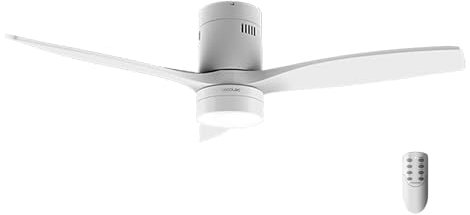 Cecotec Ventilatore da Soffitto con Luce LED Energysilence Aero 5600 Classic White, 40W, Motore DC, Diametro 132cm, 3 Pale, LED 18W, Timer, 6 Velocità, Telecomando, Funzione Estate o Inverno