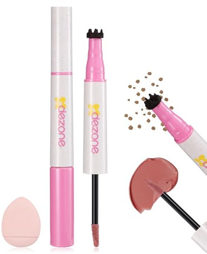 Prreal Freckle Blush Makeup Pencil, 2 in 1 Lifelike Liquid Freckle Pen Quick-dry, Cream Liquid Blush for Cheeks Face Makeup,01