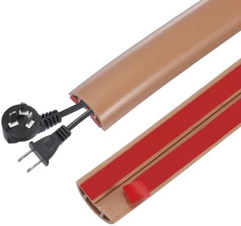PATIKIL kabelabdeckung 3 Meter, Selbstklebender Kabelverstecker stromkabelschutz Verlängerungskabelmanagement Kabelkanal 0,75 cm B x 0,75 cm H für Büros Ausstellungen, Braun