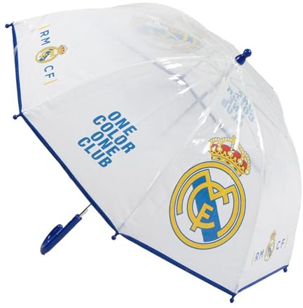 Real Madrid Handschirm für Kinder, transparent, mit offiziellem Design von Real Madrid, manuelle Sicherheitsöffnung