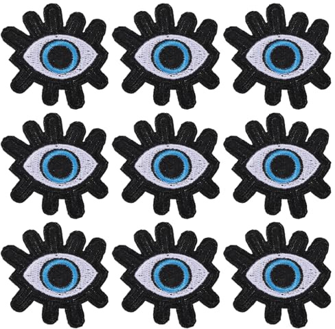 CHGCRAFT Lucky Evil Eye Iron On Patches Stick On Patch Costume Accessories Evil Eye Appliques for Jacket Jeans Quilt Backpack (9, Black, 1.96x2x0.06 inch)