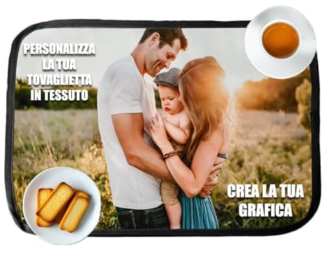 GIFART Tischset Personalisiert mi Bild - Platzset Personalisierbares mit Foto und Text - Geschenk zum Geburtstag, Weihnachten - Verschiedene Materialien (Schwarzer Stoff)