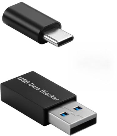 2-Pack USB A Data Blocker & USB-C Data Blocker Charge Only Adapters Prevent Juice Jacking Secure Data Blocking for Smartphones, Tablets, and Laptops