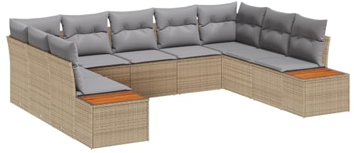 vidaXL Gartensofa-Set 9 STK. Beige Poly Rattan