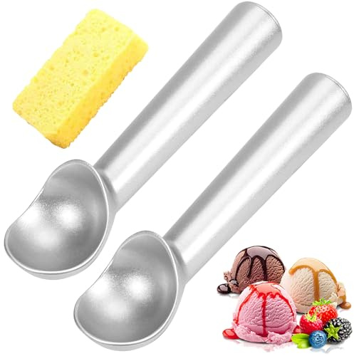 Porzionatore per Gelato in Acciaio Inox 2 Pezzi 18,5 cm con Rivestimento Antiaderente, Cucchiaio Gelato Resistente per Palline Perfette, Paletta Gelato per Gelati, Sorbetto, Impasto