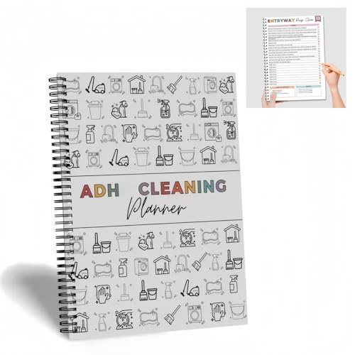 AD/HD Cleaning Planner Bundle, AD/HD Planner for Adults Daily, Weekly, Monthly, Household Cleaning Organizer with Task Checklists & Schedules, Chore Chart, Habit Tracker, Executive Functioning Toolkit
