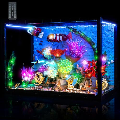 LocoLee Licht-Kit Kompatibel mit Lego 10366 Tropical Aquarium Decoration (Kein - Lego-Set) Fernbedienung Dekorative Beleuchtung Compatible with Lego Tropisches Aquarium Icons