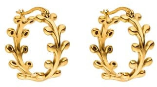 Purelei Tiny Leaf Ohrringe – wasserfest | Kleine Creolen mit Blätter-Design aus Edelstahl | 14K Vergoldung, Silber & 18K Rosévergoldung | Zarte Natur-Ohrringe (Gold)