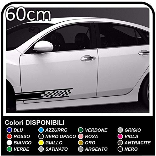 60cm Strisce Laterali Tuning Styling Adesivo Auto a Quadri Strisce Adesivi Auto (NERO)