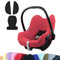 BAMBINIWELT KOMBI-ANGEBOT Sommerbezug, Schonbezug, Bezug aus Frottee + Gurtpolster für Maxi Cosi CabrioFix (coral +schwarz)