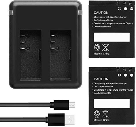 AKASO V50 Pro/V50 Pro SE 2 x 1100mAh Rechargeable Action Camera Battery with USB Dual Charger