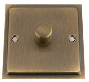 Antique Brass Slimline/Elegance LED Dimmer 1 Gang 250w