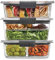 Rubbermaid 2108371 Leak-Proof Brilliance Food Storage 12-Piece Plastic Containers with Lids | Bento Box Style Sandwich and Salad Lunch Kit, Clear, Grey