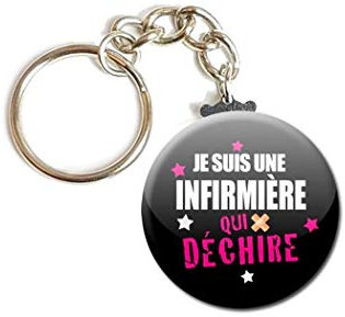 Porte Clés Chaînette 3,8 centimètres Infirmière qui déchire Idée Cadeau Accessoire Anniversaire Noël Remerciement Médical Hôpital