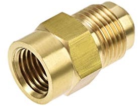 sourcing map Brass Pipe Fitting, 5/8-18UNF Flare Male to 1/4NPT Female Thread, Tubing Adapter Hose Connector, for Air Conditioner Refrigeration