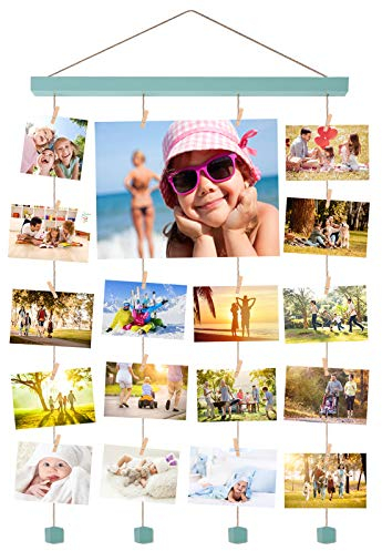 Halcent Cadre Photo Mural Porte Photos Decoration Maison Cadeau Mariage et Anniversaire avec 24 Petites Pinces pour Suspendu Photo Images