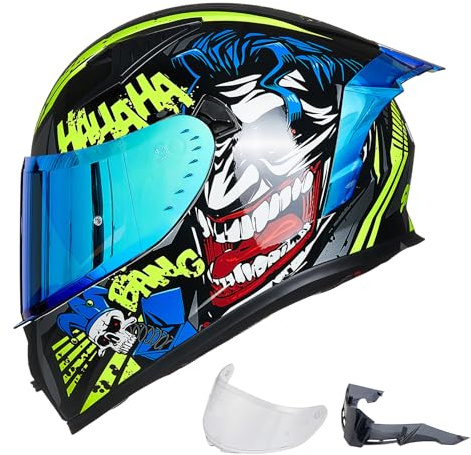 ILM Motorradhelm Integralhelm Herren Damen-Motorcycle Helmet mit 2 Visieren Pinlock-kompatiblen klaren und getönten-Street Bike Motocross Casco DOT&ECE Modell Z501, Surprise Yellow, S