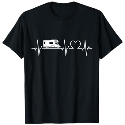 Caravan Heartbeat WoMo Heart Campsite EKG Camper T-Shirt