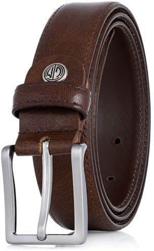 LINDENMANN Anzug-Ledergürtel Herren, Anzug-Gürtel Herren 35 mm breit Vollrindleder braun