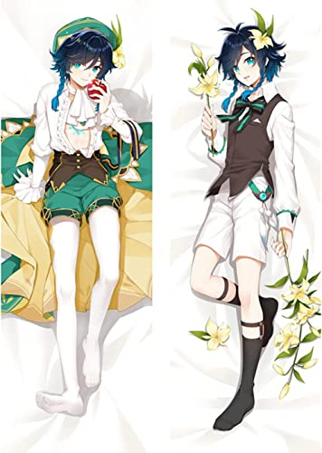 Für Genshin Impact Venti Barbatos Body Kissenbezug Kissenhülle,Anime Pillowcase Doppelseitige Umarmungskissen Bezug,Anime Doppelseitige Muster Kissenbezug Körper Umarmungskissen Kissenbezug