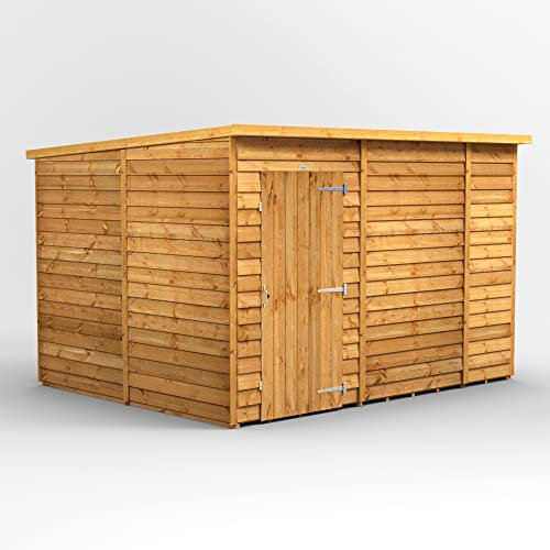 Powersheds High Grade Premium Pent Overlap Wooden Shed with Security Features, Door Flexibility, made from 10mm Extra Thick Timber, for all Storage & Outdoor Needs (Windowless)