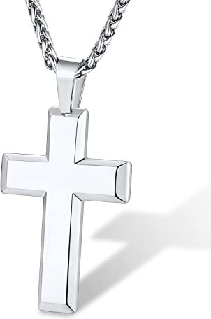 Supcare Kreuz Anhänger Silber Kreuz Kette Herren Halskette Edelstahl Anhänger Damen Kette mit Kreuz Kette Cross Necklace Kruzifix Kette Eisernes Kreuz Jesus Kette Modeschmuck für Geburstag