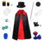Ecloud Shop Set de Magie pour Enfants - Manteau Magique, Baguette Magique et Accessoires de Magie, Convient aux Enfants pour Les Spectacles de Magie Cosplay-80cm