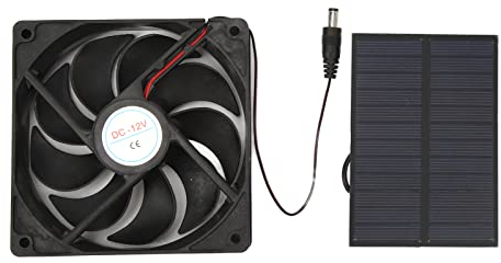 banapoy Kit Ventilador Panel Solar,12V 3W Portátil Ventilador Escape Solar para Invernadero Interior Al Aire Libre ático Cobertizos Camping Barco RV Casas Mascotas, Ventilador Solar Techo