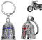 XNZMYN 2 Stück Guardian Bell Motorrad Glöckchen, Edelstahl Motorrad Glocke Glücksbringer, Motorradglockenaufhänger Chrom für Motorrad Zubehör oder Schlüsselanhänger (Rot+Blau)