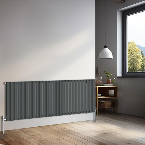NRG 600x1593mm Horizontal Oval Single Panel Radiator Heater Column Radiator Central Heating Radiators Anthracite