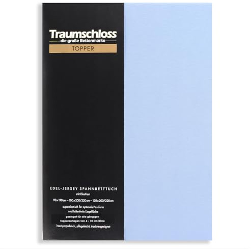 Traumschloss Topper Spannbettlaken Edel-Jersey Mako-Baumwolle Elasthan 4-10 cm Steg 90-120x200-220 Mittelblau