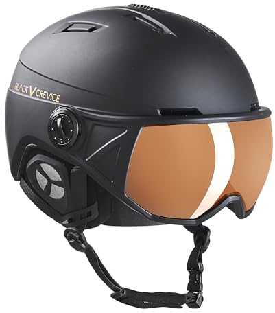 Black Crevice Skihelm St. Moritz mit Vollvisier, schwarz/orange, L (58-61 cm)