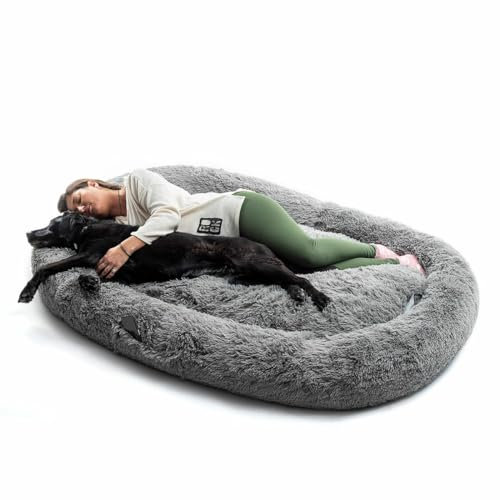 InnovaGoods Cloft Hundebett, großes Hundebett, Polyestergewebe, Antistress-Hundebett, maximale Entspannung und Ruhe, Hundebett mit abnehmbarem und waschbarem Bezug. Farbe Grau.