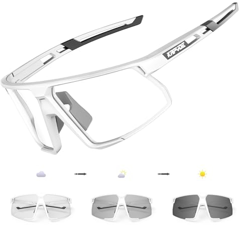 KAPVOE Photochromatische Selbsttönend Fahrradbrille Herren Damen UV400 Schutz Klar Sportsonnenbrille TR90 Rahmen Sonnenbrille für Sport Radfahren MTB Radbrille Fahren Sportbrille Baseball Laufen 06