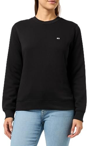 Tommy Jeans Damen Pullover Crew Neck Rundhalsausschnitt, Schwarz (Black), XS