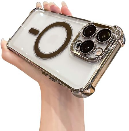 Uioeua for iPhone 12 Pro Max Case with Metal Ring,[Compatible with MagSafe] Four Corners Shockproof [Military Grade Drop Protection] Luxury Slim Camera Protection Case for iPhone 12 Pro Max-Gold