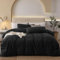 Gezu Bettwäsche 200cmx220 Baumwolle Schwarz Anthrazit 3 Teilig Baumwolle Doppelbett Uni Bettwäsche Set Weiche ÖkoTex Zertifiziert für Allergiker und Kissenbezüge 80x80cm mit Reissverschluss