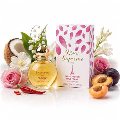 Rosa Supreme EDP 100ml – Femme Parfum Longue Tenie Floral et Fruité – Fragrance Pour Femme Envoûtante Jasmin, Rose, Tubéreuse & Coco – Idée Cadeau Femme Luxe, Sophistiqué et Élégant