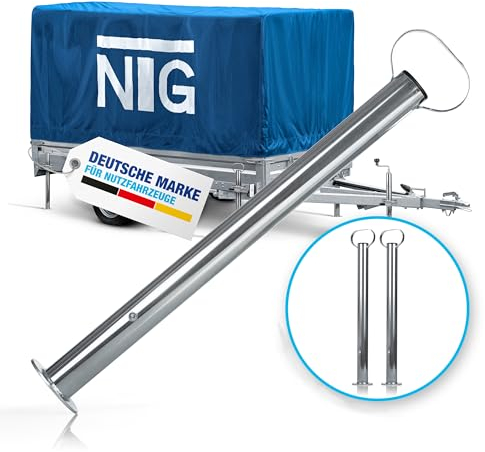 NTG Anhänger Stützen Set 2 Stück 600 mm Höhe je 300 kg Tragkraft Durchmesser 48 mm verzinkter Stahl höhenverstellbar mit Griff Anhängerstützen für PKW Anhänger Wohnwagen wetterfest und stabil
